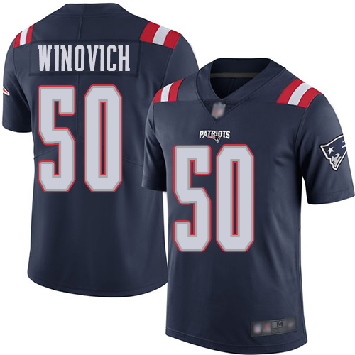 New England Patriots Football #50 Rush Vapor Limited Navy Blue Men Chase Winovich NFL Jersey